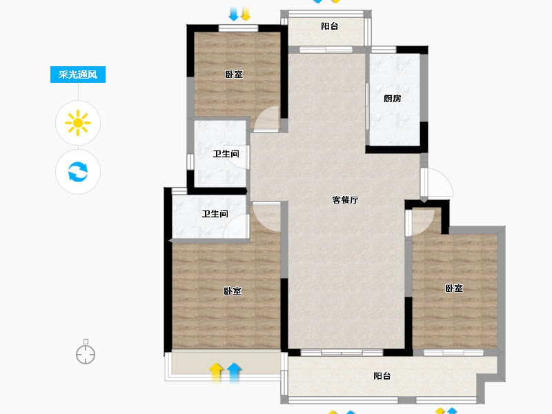 河南省-郑州市-银基国际旅游度假区-101.00-户型库-采光通风