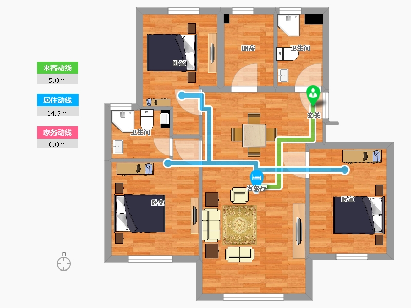 辽宁省-大连市-保利梧桐语-75.93-户型库-动静线