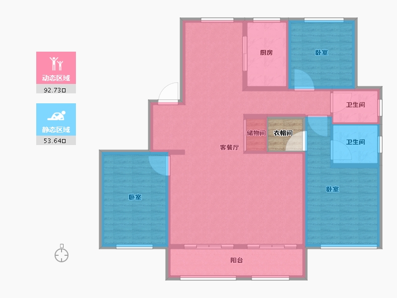 山东省-济南市-天风云墅-136.00-户型库-动静分区