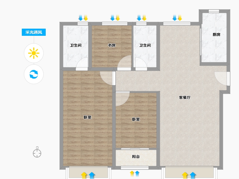 山东省-济南市-融创观澜府邸-112.00-户型库-采光通风