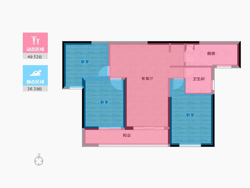 河南省-郑州市-融创华夏观澜壹号-75.69-户型库-动静分区