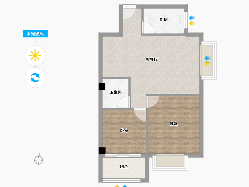 福建省-漳州市-金凯花园-57.04-户型库-采光通风