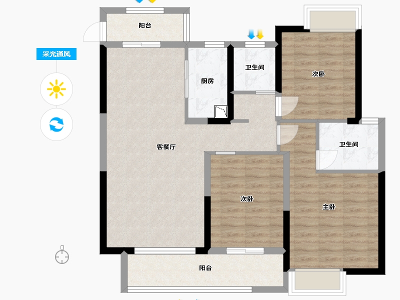 江西省-赣州市-天空之城-96.00-户型库-采光通风