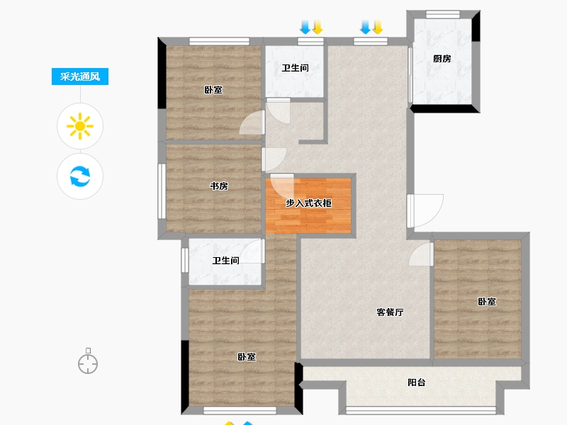 浙江省-湖州市-汎港润合-102.00-户型库-采光通风