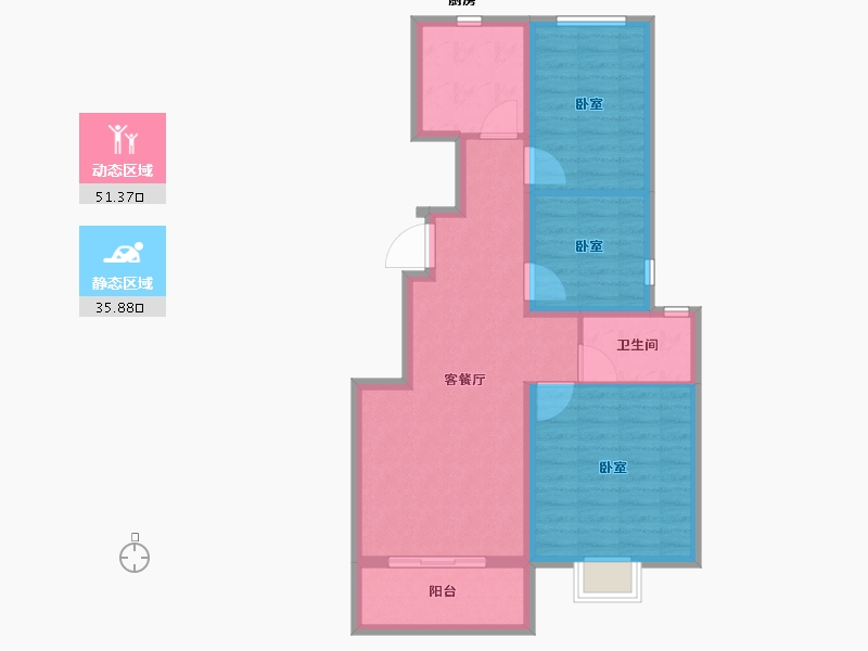 山东省-济南市-三箭瑞景苑-77.99-户型库-动静分区