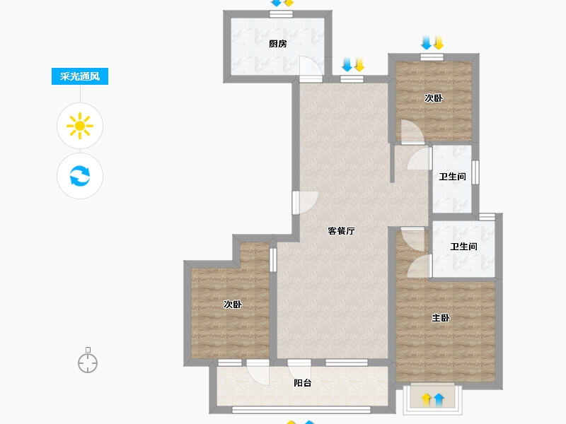 山东省-青岛市-华发四季-86.58-户型库-采光通风