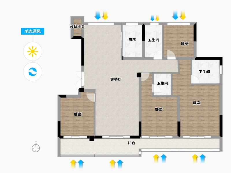 浙江省-绍兴市-金昌樾府-143.71-户型库-采光通风