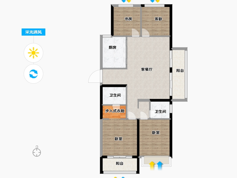 浙江省-湖州市-阳光城望湖苑-108.00-户型库-采光通风