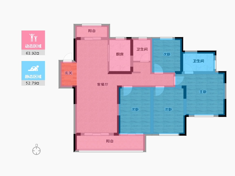 安徽省-滁州市-北京城建·金城华府-102.96-户型库-动静分区