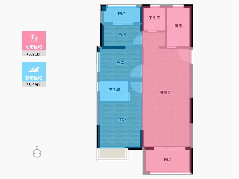 福建省-泉州市-禹洲嘉誉风华-71.32-户型库-动静分区