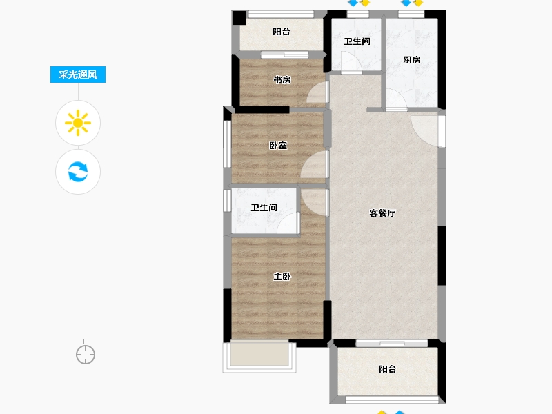 福建省-泉州市-禹洲嘉誉风华-71.32-户型库-采光通风