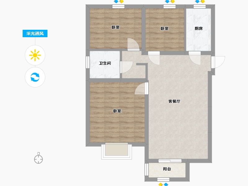 宁夏回族自治区-银川市-天骏.云景苑-70.26-户型库-采光通风