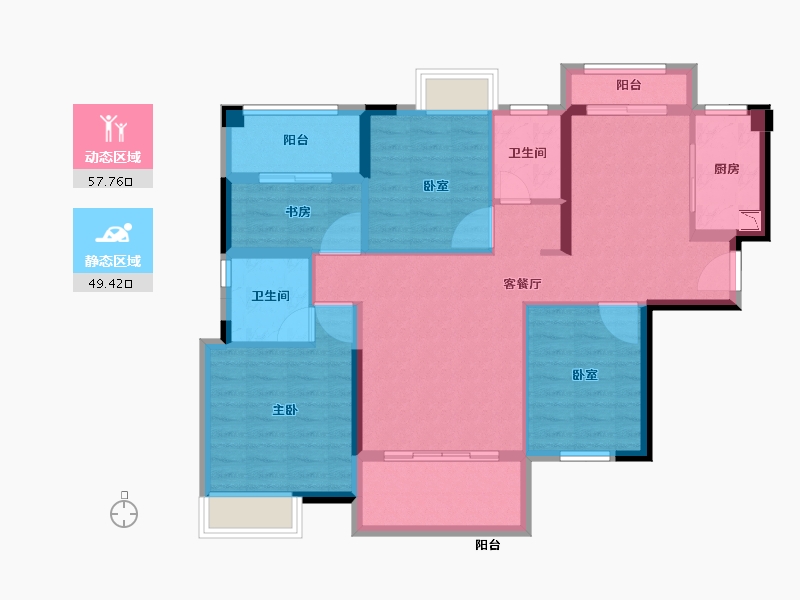 福建省-泉州市-禹洲嘉誉风华-95.13-户型库-动静分区