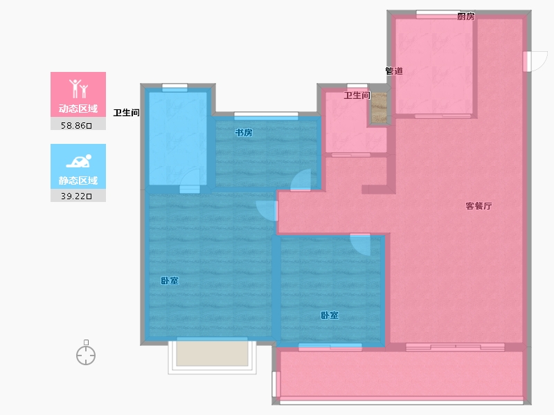 浙江省-舟山市-碧桂园翡丽湾-87.99-户型库-动静分区