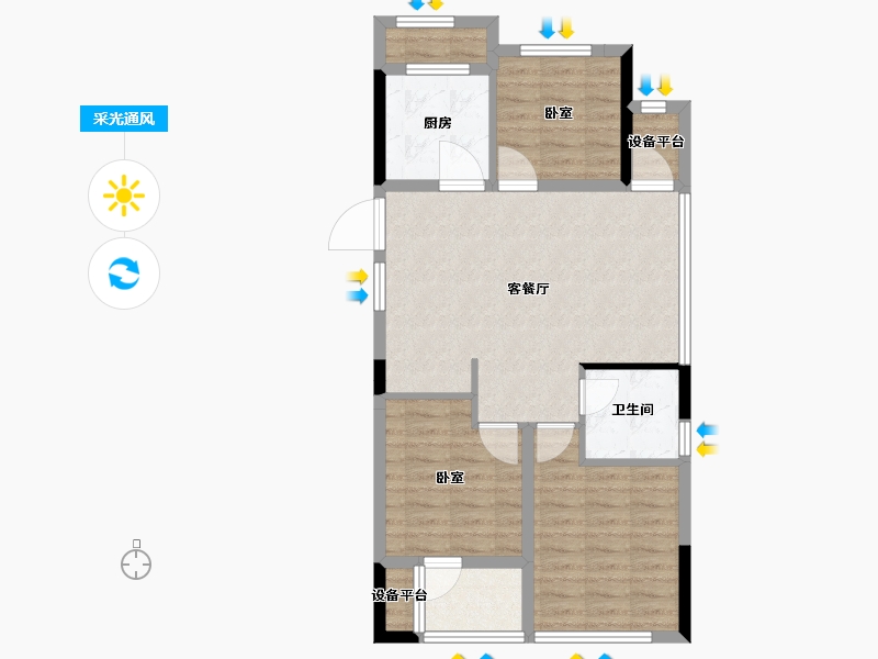 浙江省-舟山市-绿城·风华园-71.00-户型库-采光通风