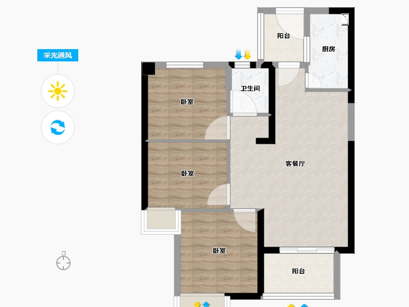 福建省-泉州市-海峡1号-69.99-户型库-采光通风