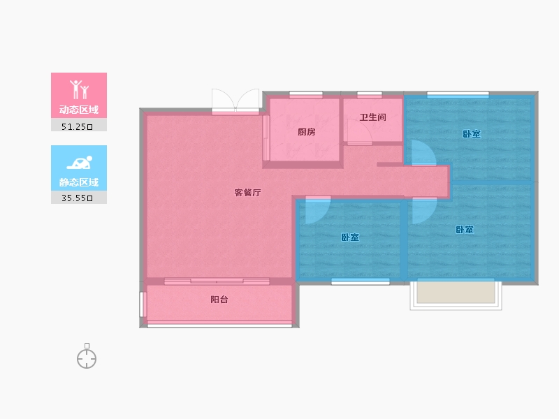 山东省-济南市-荣盛华府-78.00-户型库-动静分区