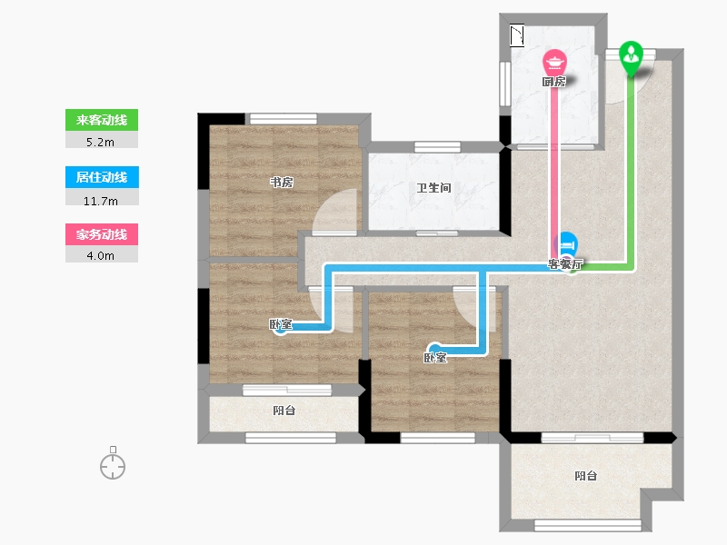 福建省-泉州市-禹洲嘉誉风华-69.89-户型库-动静线