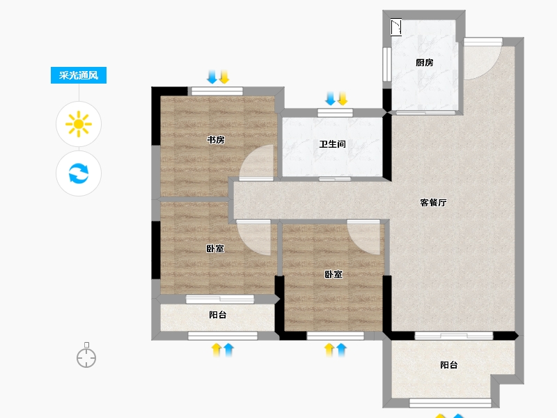 福建省-泉州市-禹洲嘉誉风华-69.89-户型库-采光通风