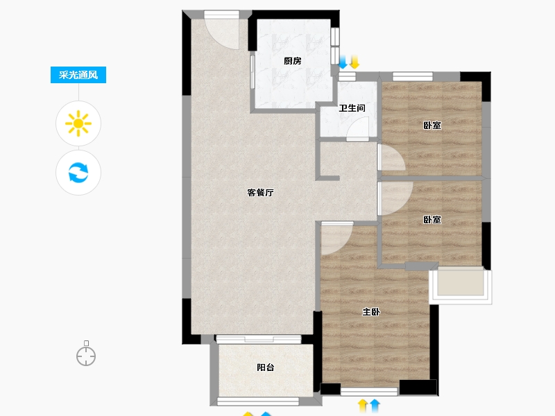 福建省-泉州市-碧桂园万顺城央壹品-69.99-户型库-采光通风