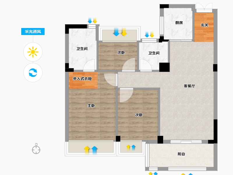 浙江省-衢州市-志城上东府-78.00-户型库-采光通风