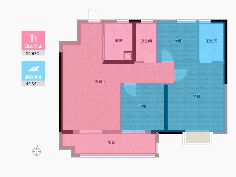 江西省-赣州市-美的爱康公园天下-81.60-户型库-动静分区