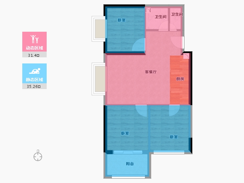 福建省-漳州市-泰禾蓝山院子-60.00-户型库-动静分区