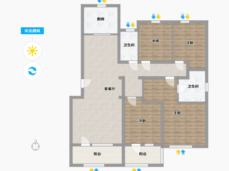 山东省-青岛市-腾讯双创小镇-125.40-户型库-采光通风