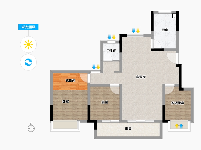 安徽省-合肥市-新滨湖孔雀城-86.00-户型库-采光通风