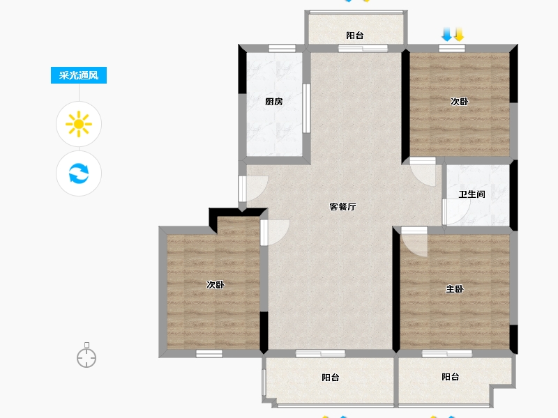 山东省-青岛市-剑桥小镇-98.00-户型库-采光通风