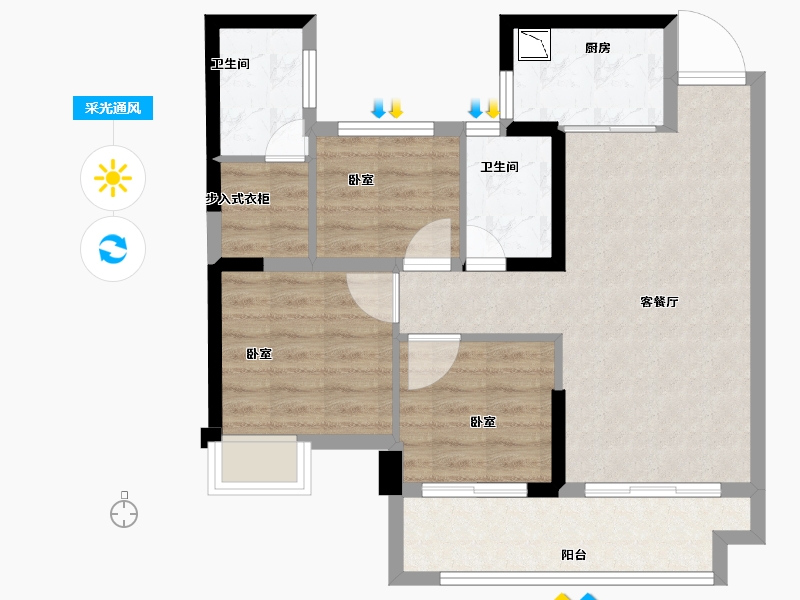 福建省-龙岩市-上杭城发首苑-71.00-户型库-采光通风