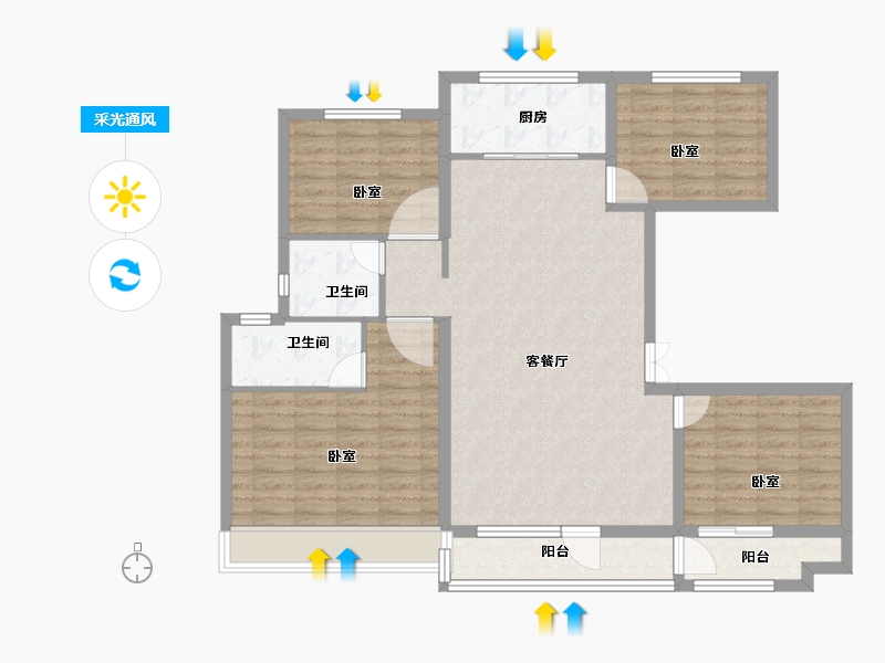 山东省-滨州市-京博·御亭苑-114.00-户型库-采光通风