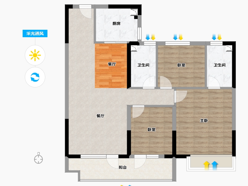 山东省-威海市-城投碧桂园翡翠华府-92.65-户型库-采光通风