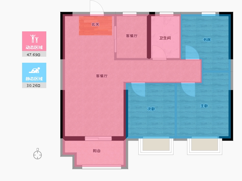 江西省-南昌市-鸿海水岸之城润园-70.00-户型库-动静分区