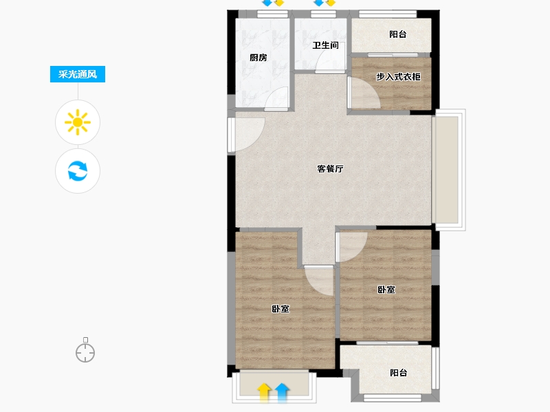 浙江省-嘉兴市-金科旭辉·公元城市-70.00-户型库-采光通风