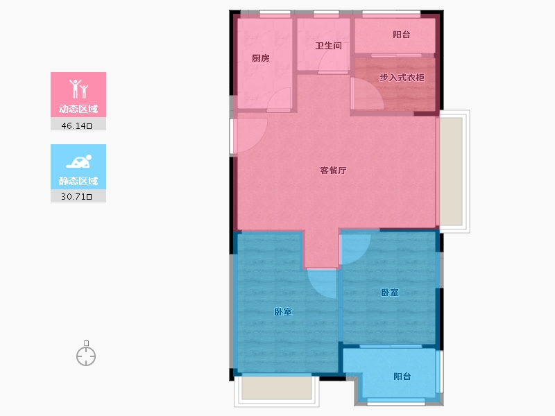 浙江省-嘉兴市-金科旭辉·公元城市-70.00-户型库-动静分区