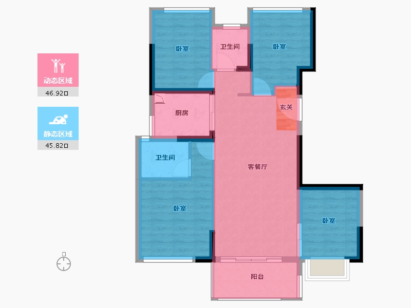 福建省-漳州市-角美宝嘉誉峰-83.22-户型库-动静分区