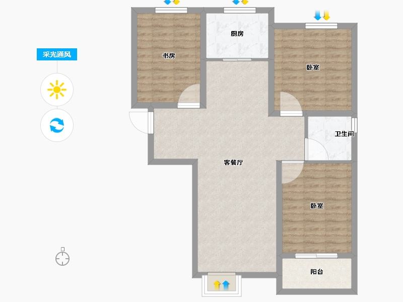 山东省-济南市-三箭瑞景苑-92.00-户型库-采光通风