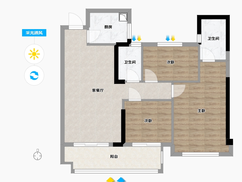 福建省-福州市-永泰外滩1号-76.00-户型库-采光通风