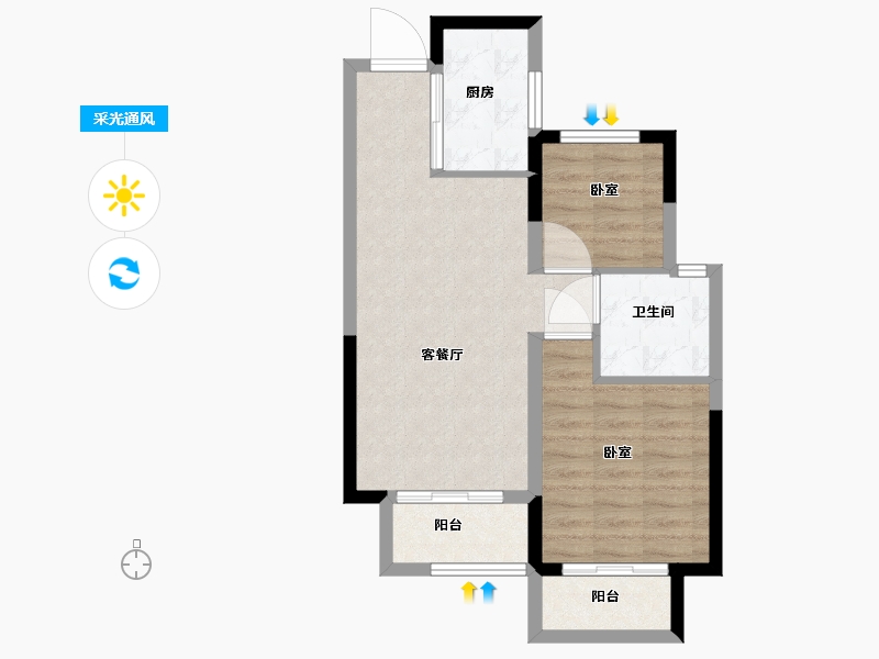 浙江省-湖州市-阳光城望湖苑-60.01-户型库-采光通风