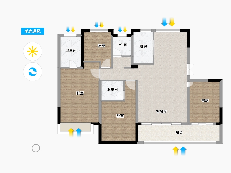 浙江省-宁波市-中交君玺-126.00-户型库-采光通风