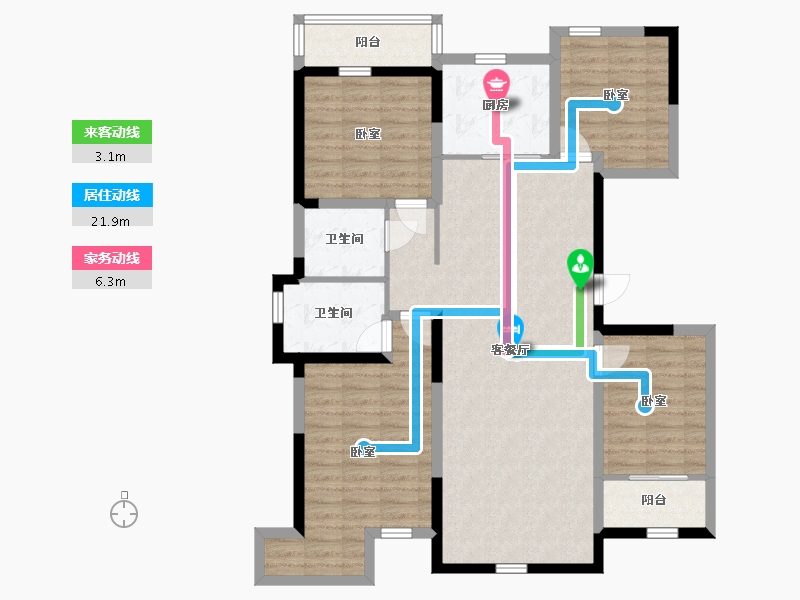 宁夏回族自治区-银川市-巨力·公园华府-111.55-户型库-动静线