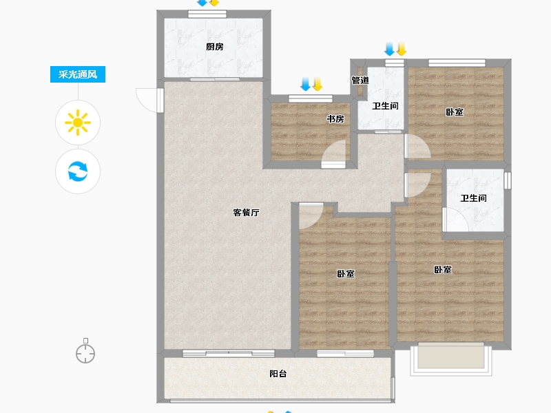 浙江省-舟山市-碧桂园翡丽湾-105.99-户型库-采光通风