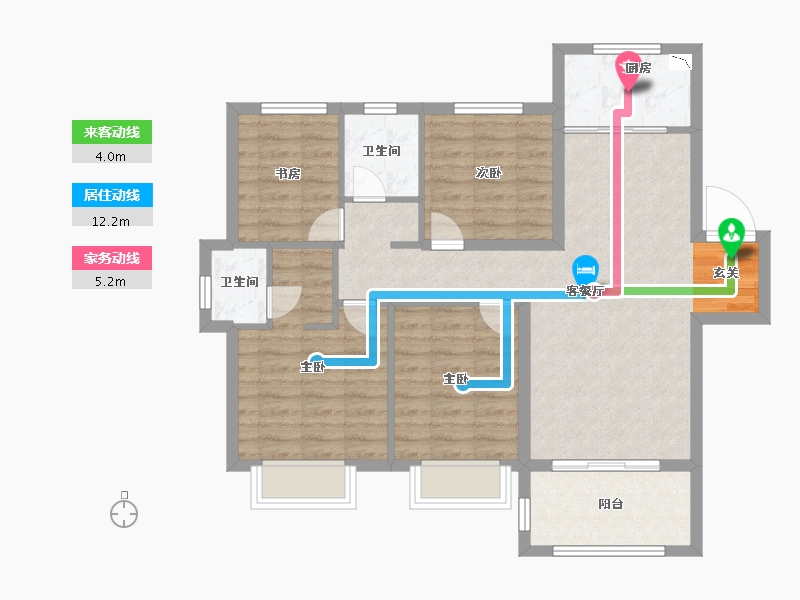 安徽省-阜阳市-孔雀城时代北宸-88.00-户型库-动静线