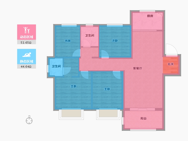 安徽省-阜阳市-孔雀城时代北宸-88.00-户型库-动静分区