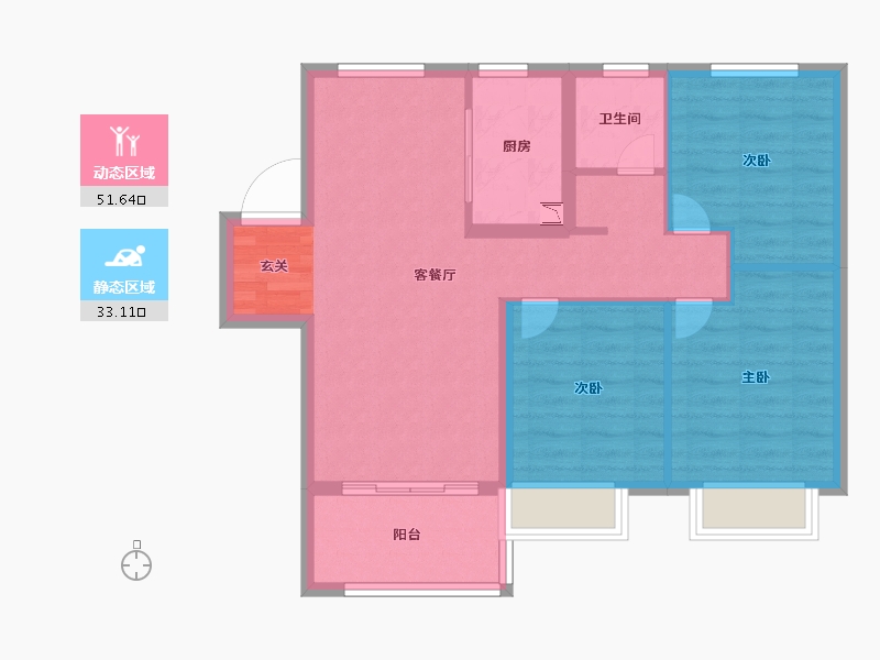 安徽省-阜阳市-孔雀城时代北宸-76.00-户型库-动静分区