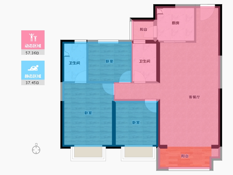 新疆维吾尔自治区-乌鲁木齐市-乌鲁木齐碧桂园-84.60-户型库-动静分区