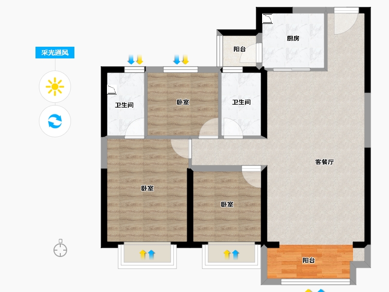 新疆维吾尔自治区-乌鲁木齐市-乌鲁木齐碧桂园-84.60-户型库-采光通风