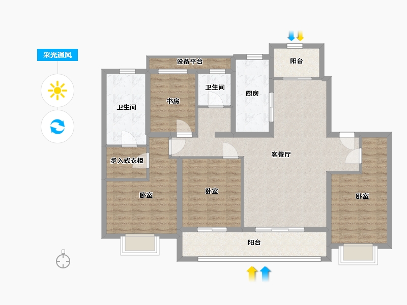 浙江省-嘉兴市-璞悦湖畔-114.01-户型库-采光通风