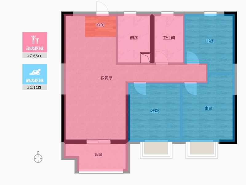 江西省-南昌市-鸿海水岸之城润园-70.00-户型库-动静分区